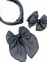 Load image into Gallery viewer, Maeve | Midnight Shimmer | Party Bow | Right Clip