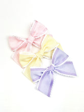 Load image into Gallery viewer, Maeve | Textured Pale Yellow Ruffle Bow | Standard | Left Clip