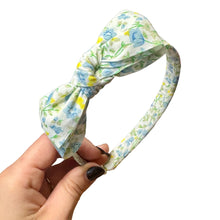 Load image into Gallery viewer, Ribbon Bow Headband | Blue Floral