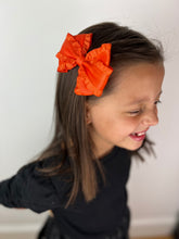 Load image into Gallery viewer, Orange Ruffle Bow | Clip
