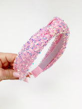 Load image into Gallery viewer, Knotted Headband | Pink Sequin

