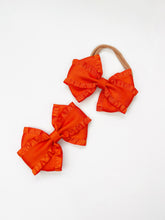 Load image into Gallery viewer, Orange Ruffle Bow | Clip
