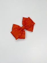 Load image into Gallery viewer, Orange Ruffle Bow | Clip

