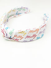 Load image into Gallery viewer, Rainbow Name Knotted Headband | Personalized | Jersey
