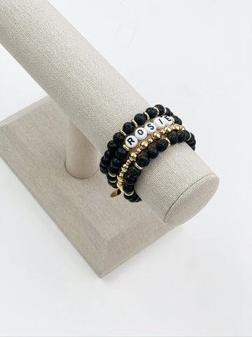 Lava Bead 4 Bracelet Stack
