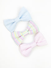 Load image into Gallery viewer, Leo Bow Tie | Light Blue Seersucker {PRE-ORDER}
