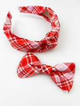 Load image into Gallery viewer, Knotted Headband | Sweetheart Plaid
