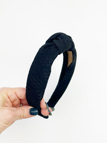 Knotted Headband | Black Eyelet