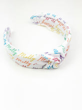 Load image into Gallery viewer, Rainbow Name Knotted Headband | Personalized | Jersey
