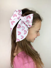 Load image into Gallery viewer, Maeve | Rainbow Hearts | Party Bow | Left Clip
