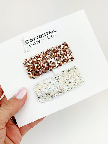 Hot Cocoa Glitter Snap Clip Set