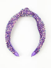 Load image into Gallery viewer, Knotted Headband | Purple Sequin
