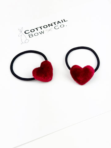 Pigtail Set | Red Velvet Heart (Elastic)