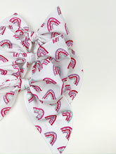 Load image into Gallery viewer, Maeve | Rainbow Hearts | Party Bow | Left Clip
