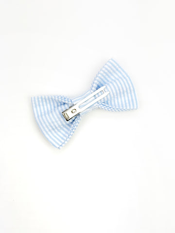 Leo Bow Tie | Light Blue Seersucker