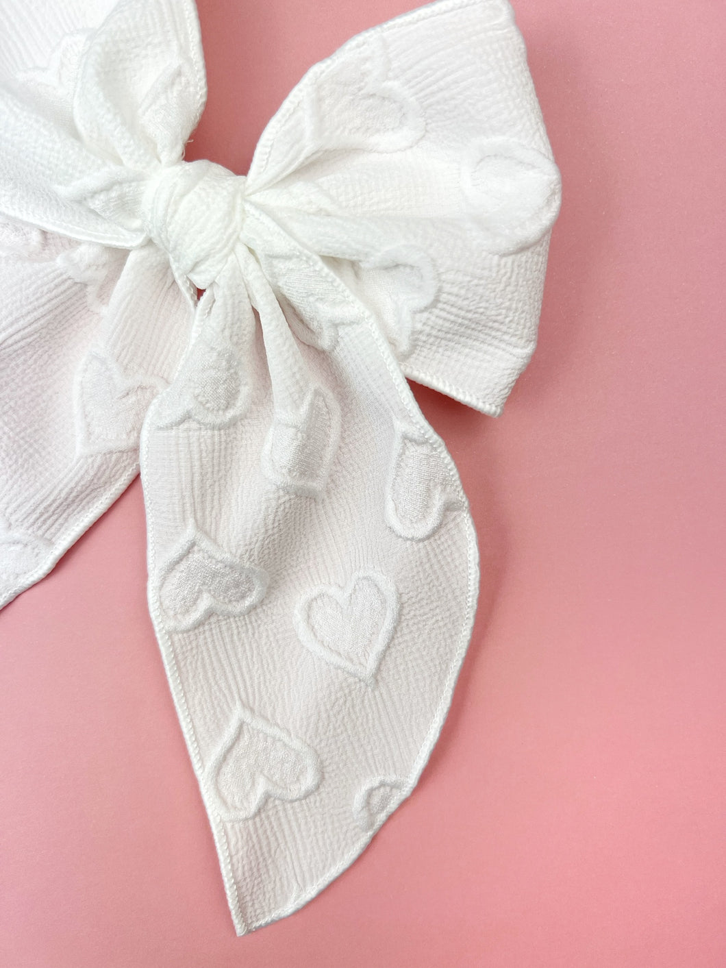 Maeve | Embossed Heart | Party Bow | Right Clip