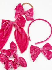 Maeve | Rose Velvet | Party Bow | Right Clip