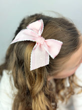 Load image into Gallery viewer, Maeve | Textured Pink Ruffle Bow | Standard | Left Clip
