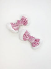 Load image into Gallery viewer, Pigtail Set | Pink Santa Suit Velvet
