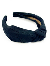 Load image into Gallery viewer, Knotted Headband | Black Eyelet

