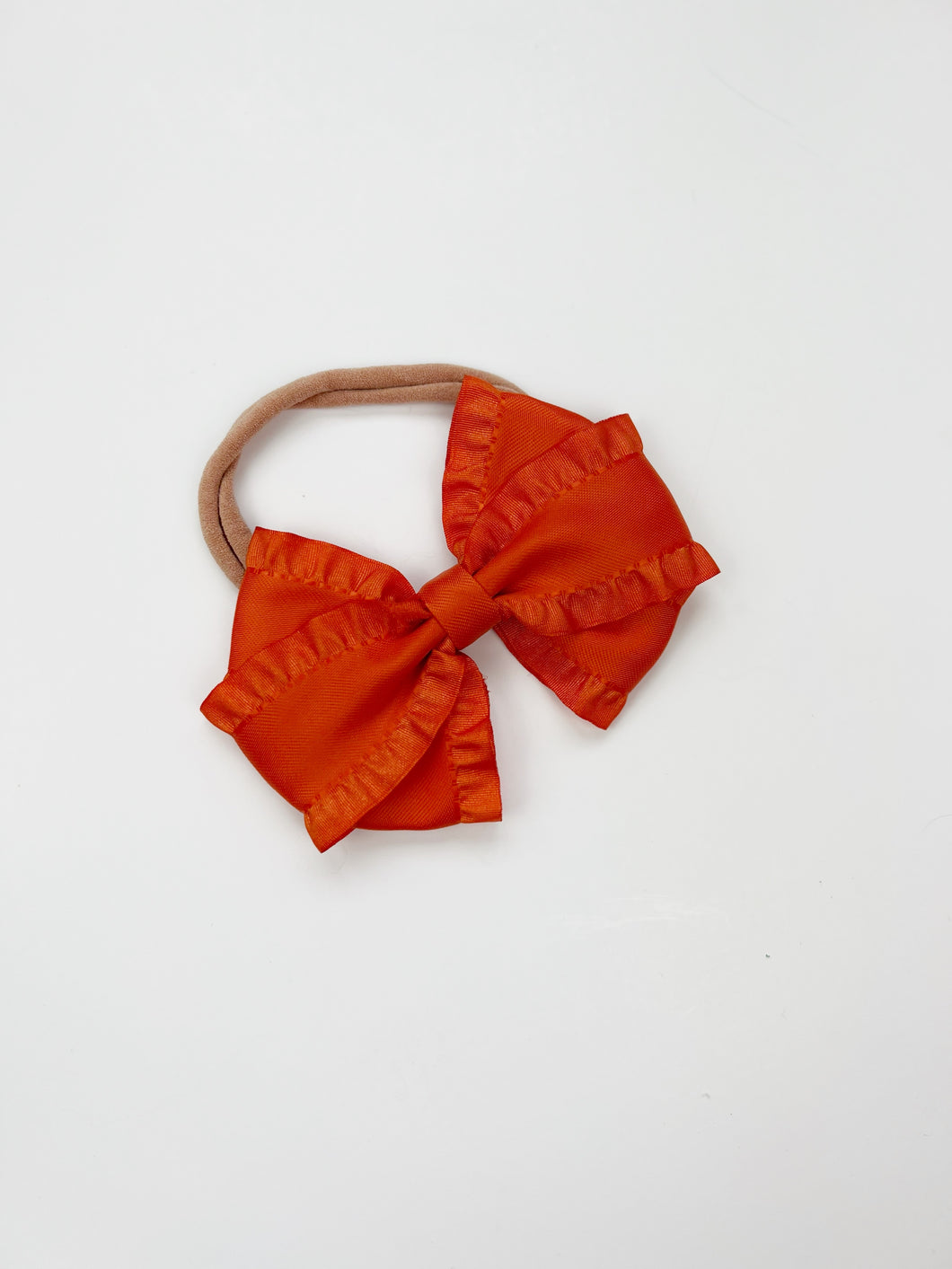 Orange Ruffle Bow | Headband