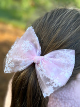 Load image into Gallery viewer, Maeve | Pink Snowflakes | Oversized | Right Clip {PRE-ORDER}
