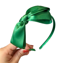 Load image into Gallery viewer, Skinny Satin Bow Headband | Green
