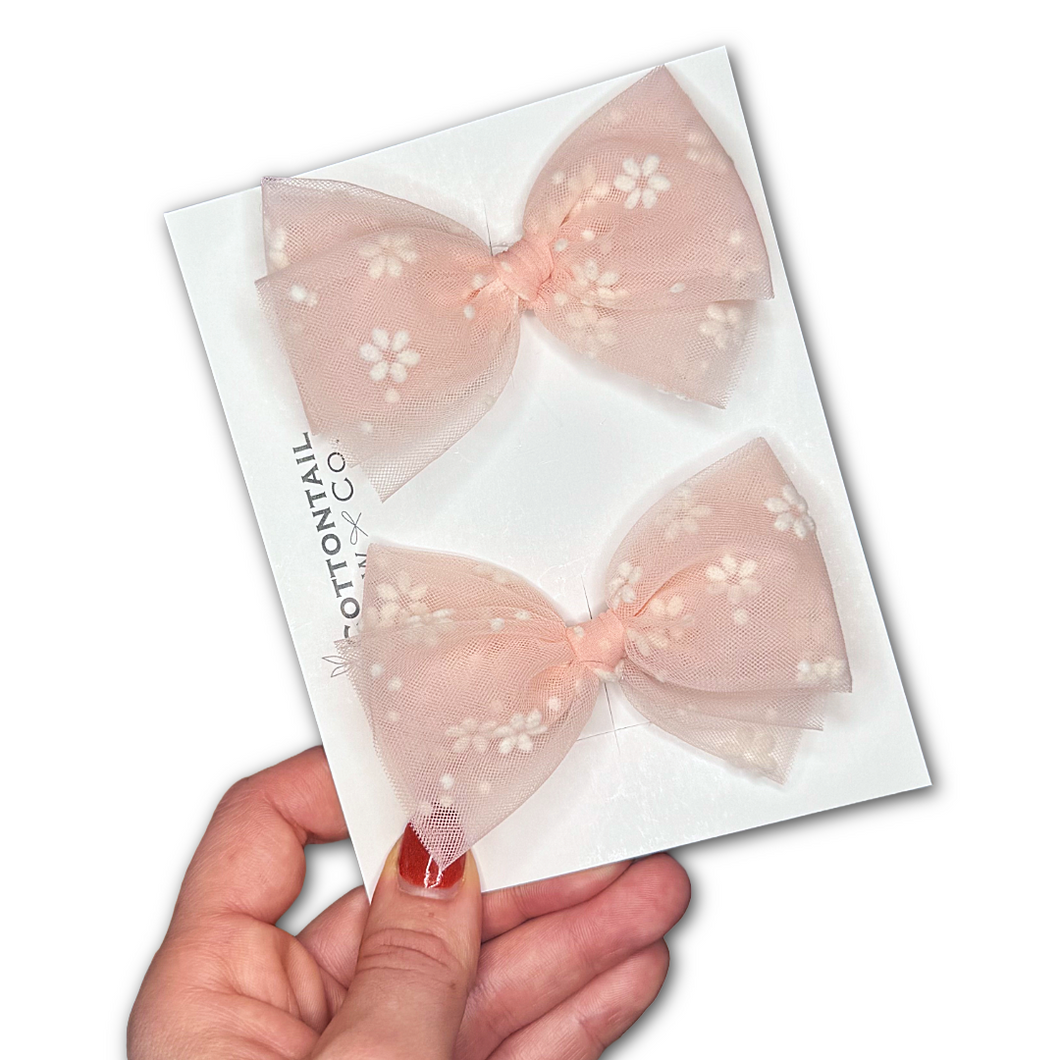 Mini Maeve | Flower Pink Tulle | Pigtail Set