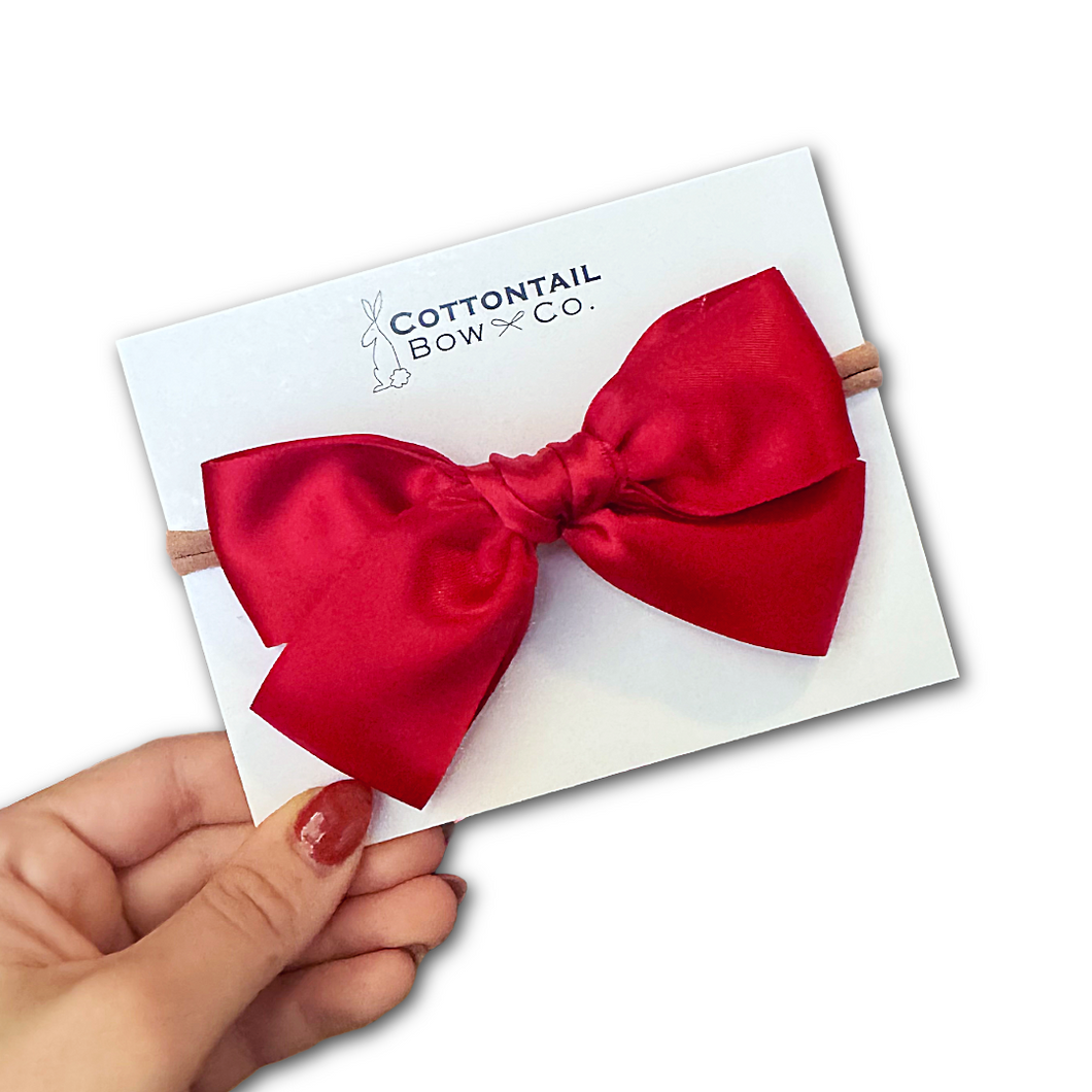 Oversized Maeve | Red Satin | Nylon Headband