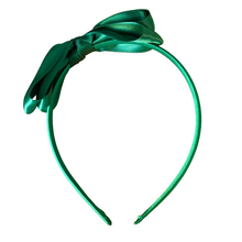 Load image into Gallery viewer, Skinny Satin Bow Headband | Green
