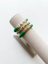 Load image into Gallery viewer, The EDA Stack (EDA Bracelet, Gold Plated Bead Bracelet, Green Accent Bracelet)
