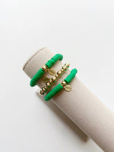 Load image into Gallery viewer, The EDA Stack (EDA Bracelet, Gold Plated Bead Bracelet, Green Accent Bracelet)
