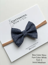 Load image into Gallery viewer, Cottontail Bow &amp; Co. | Madison Bow | Personalized | Navy

