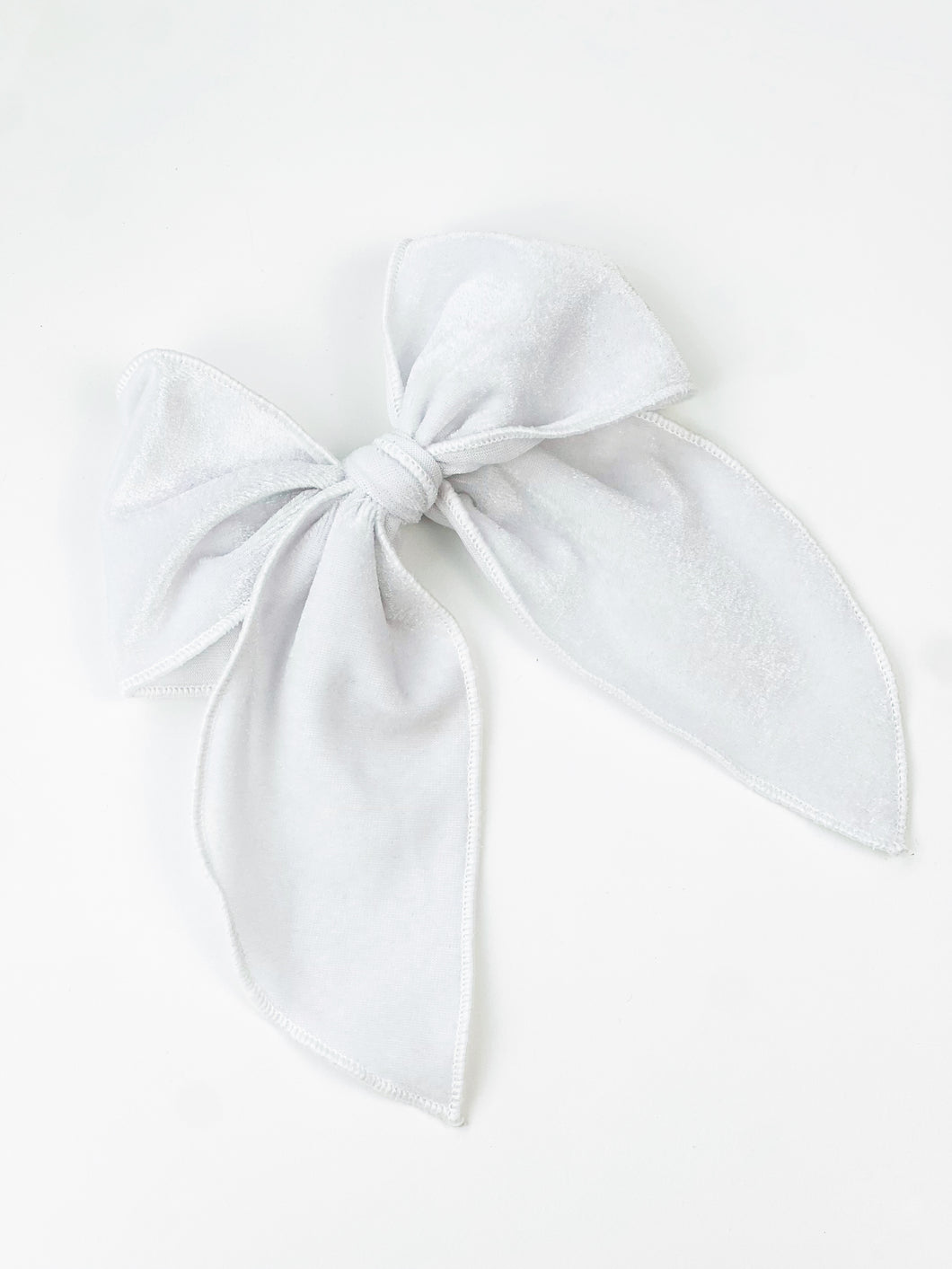 Maeve | White Velvet | Party Bow | Left Clip